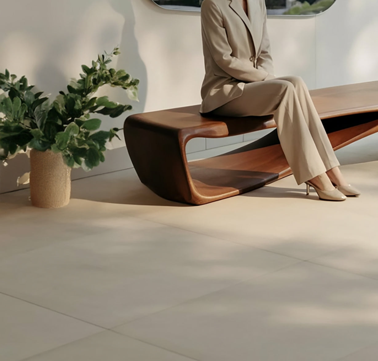 Contemporary Sculptural Bench with Flowing Curved Design – Minimalist Accent