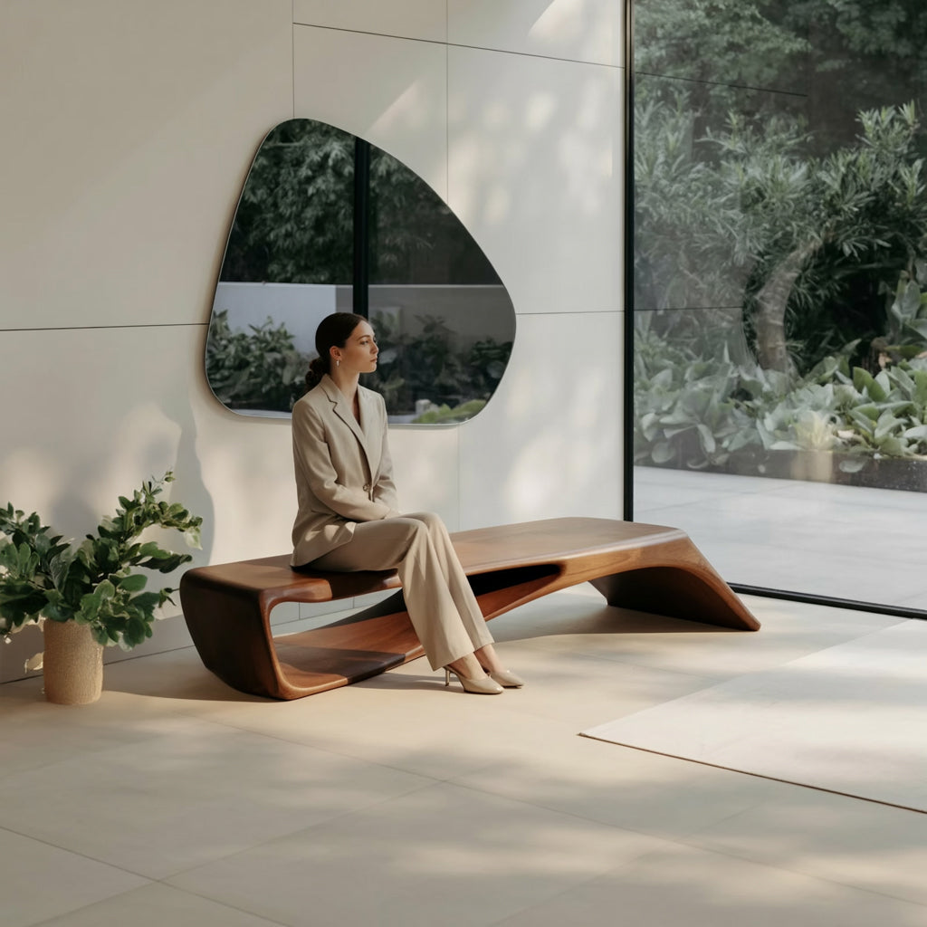Contemporary Sculptural Bench with Flowing Curved Design – Minimalist Accent
