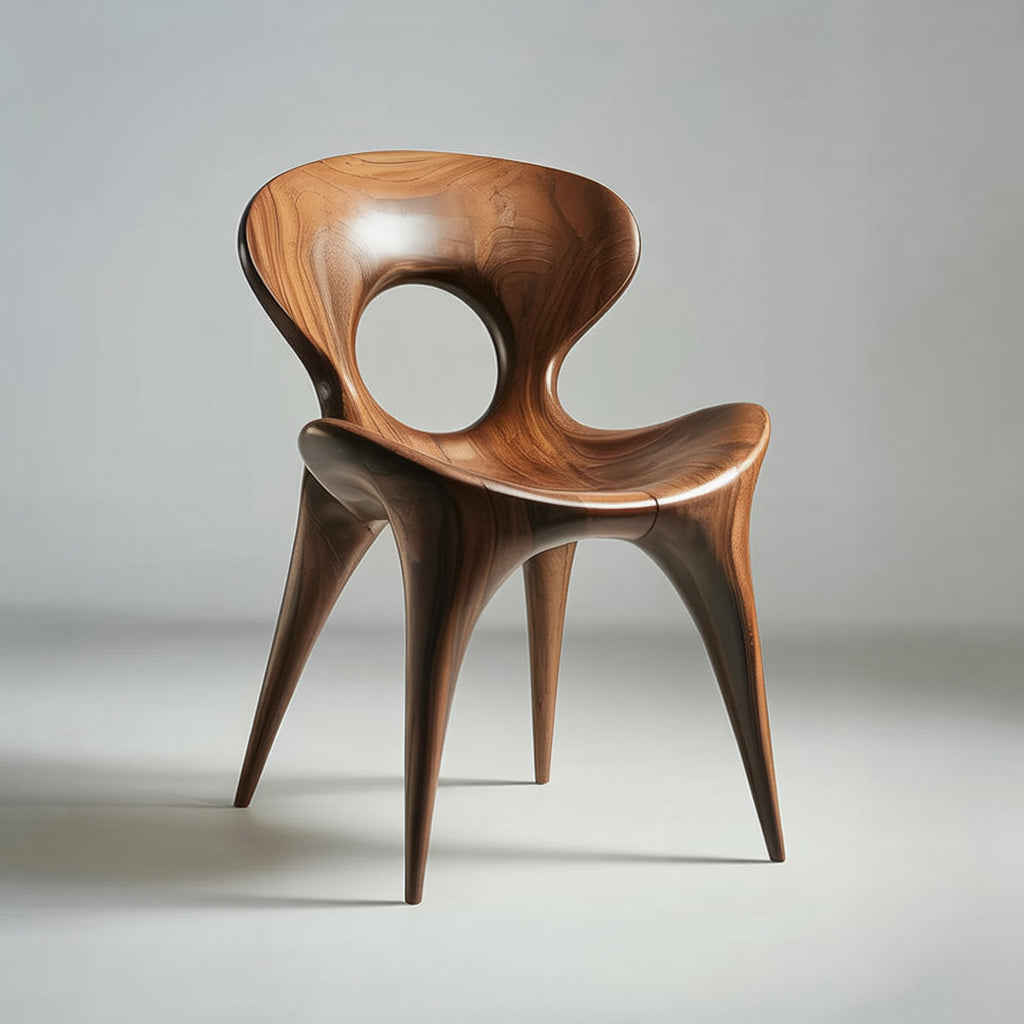 Artistic Sculptural Wooden Chair – Handcrafted Solid Wood Design Chair