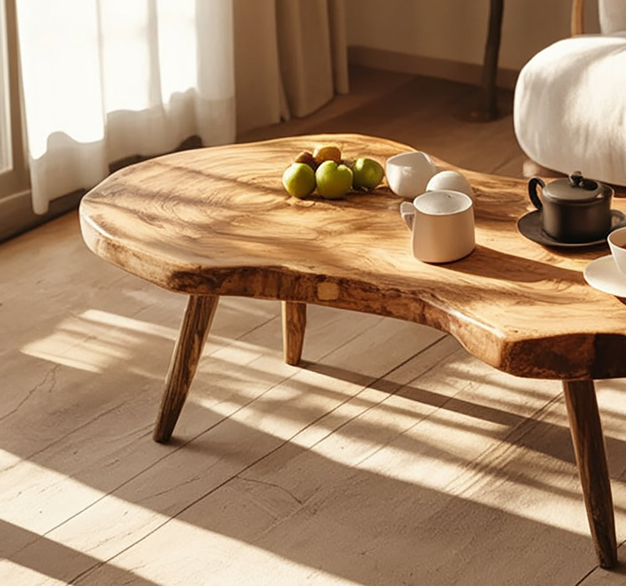 Live Edge Solid Wood Coffee Table – Handmade Rustic Natural Design