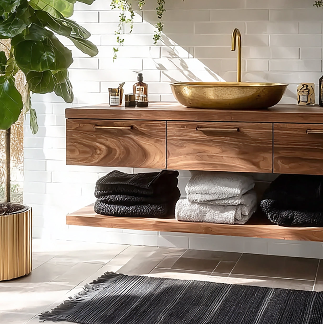 Luxury Floating Bathroom Vanity – Modern Elegant Wall-Mounted Design