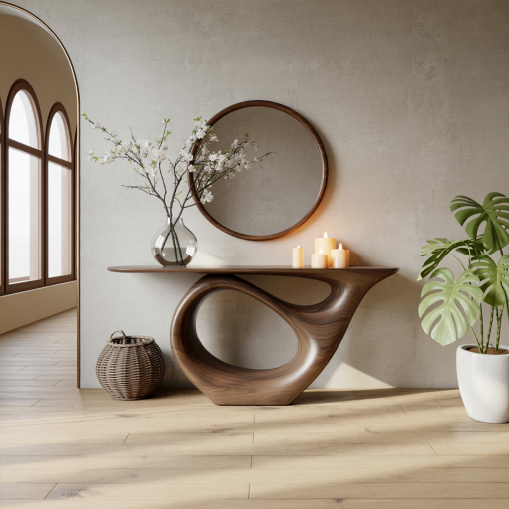 Console Table Handmade – Natural Solid Wood Live Edge Entry Table Furniture