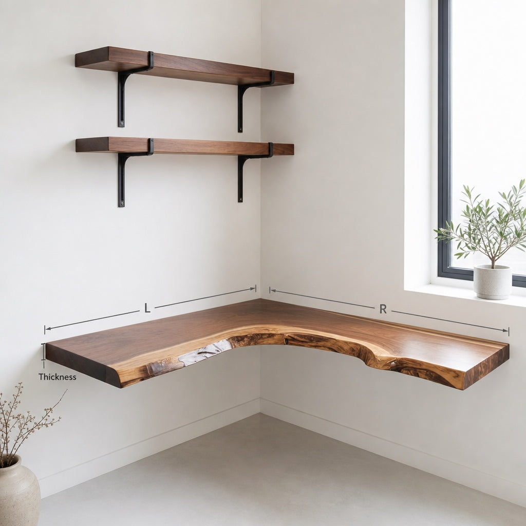 Organic Live Edge Solid Wood L-Shaped Corner Desk