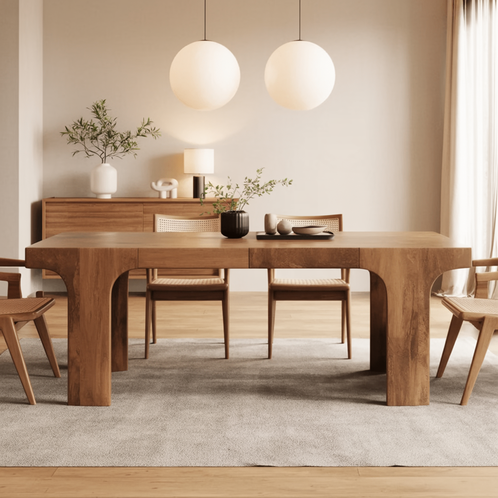 Modern dining set made from handcrafted solid wood