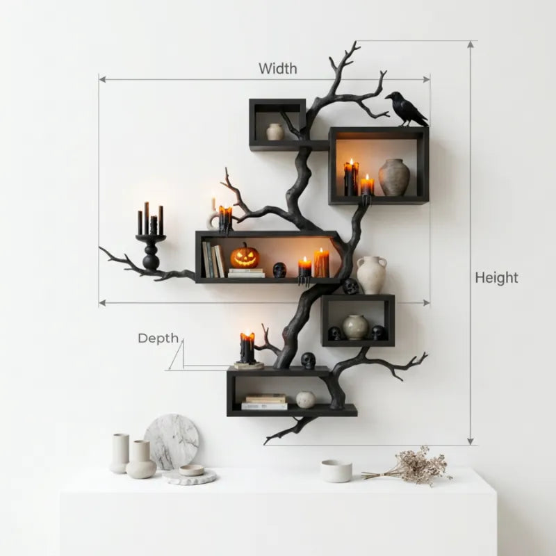 Sculptural Tree Branch Solid Wood Wall Shelf