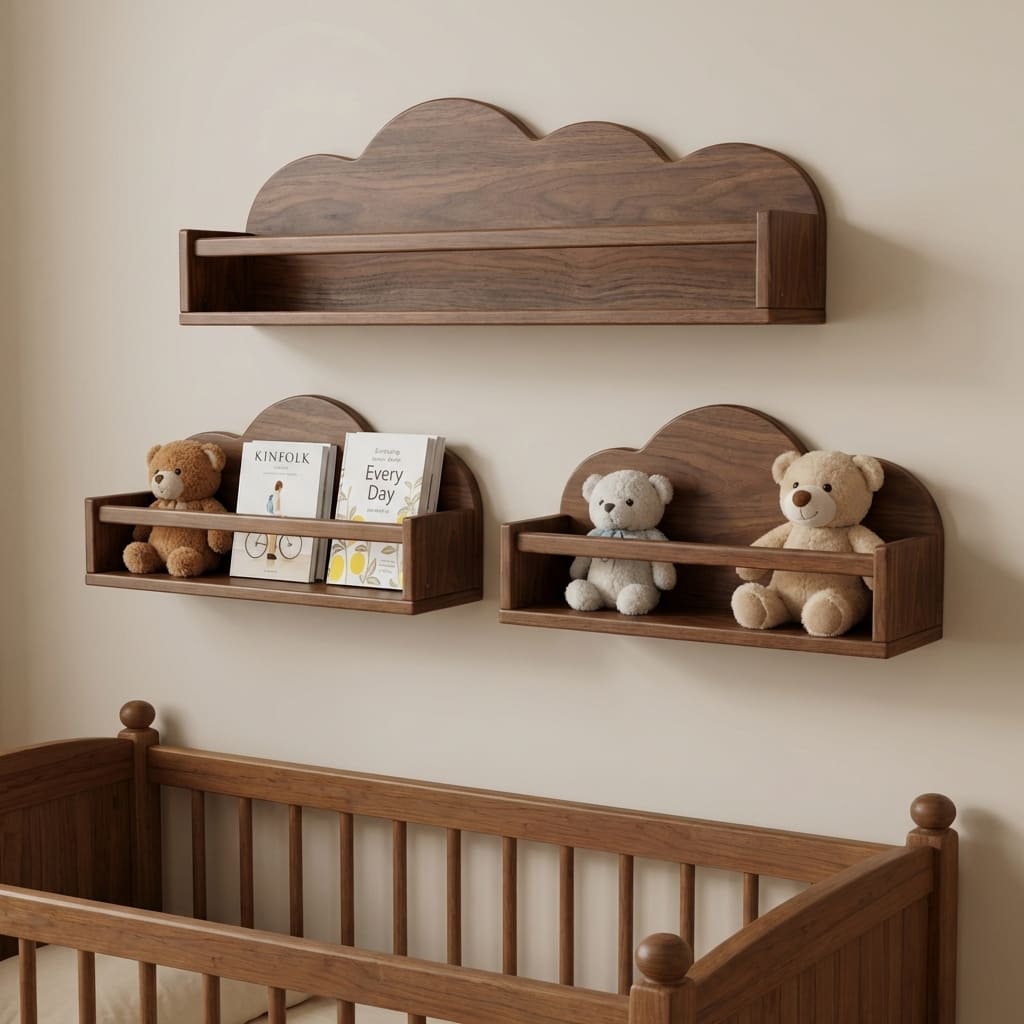 Solid Wood Floating Shelf Book Ledge & Kids' Wall Decor