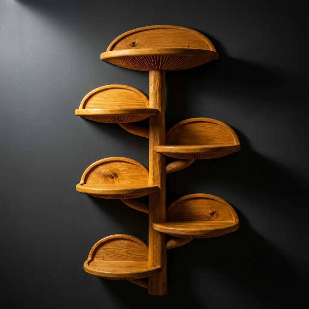 Wall Mounted Mushroom Fan Shelf Tree With Carved Gill Pattern - Ashdeco 2026