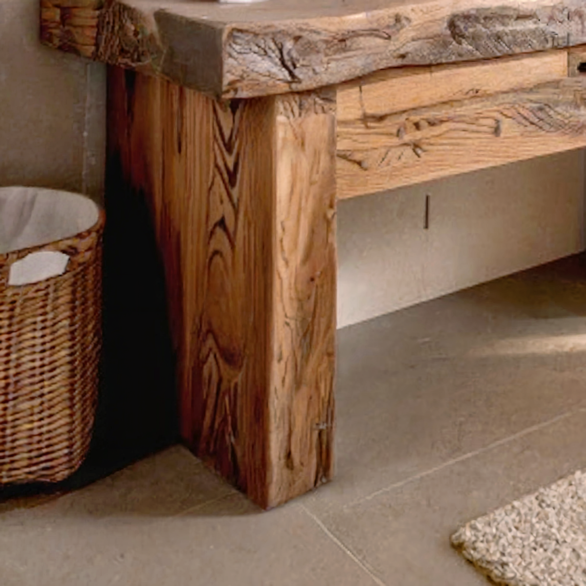 Handcrafted Reclaimed Oak Bathroom Vanity – Single or Double Sink Rustic Farmhouse Cabinet