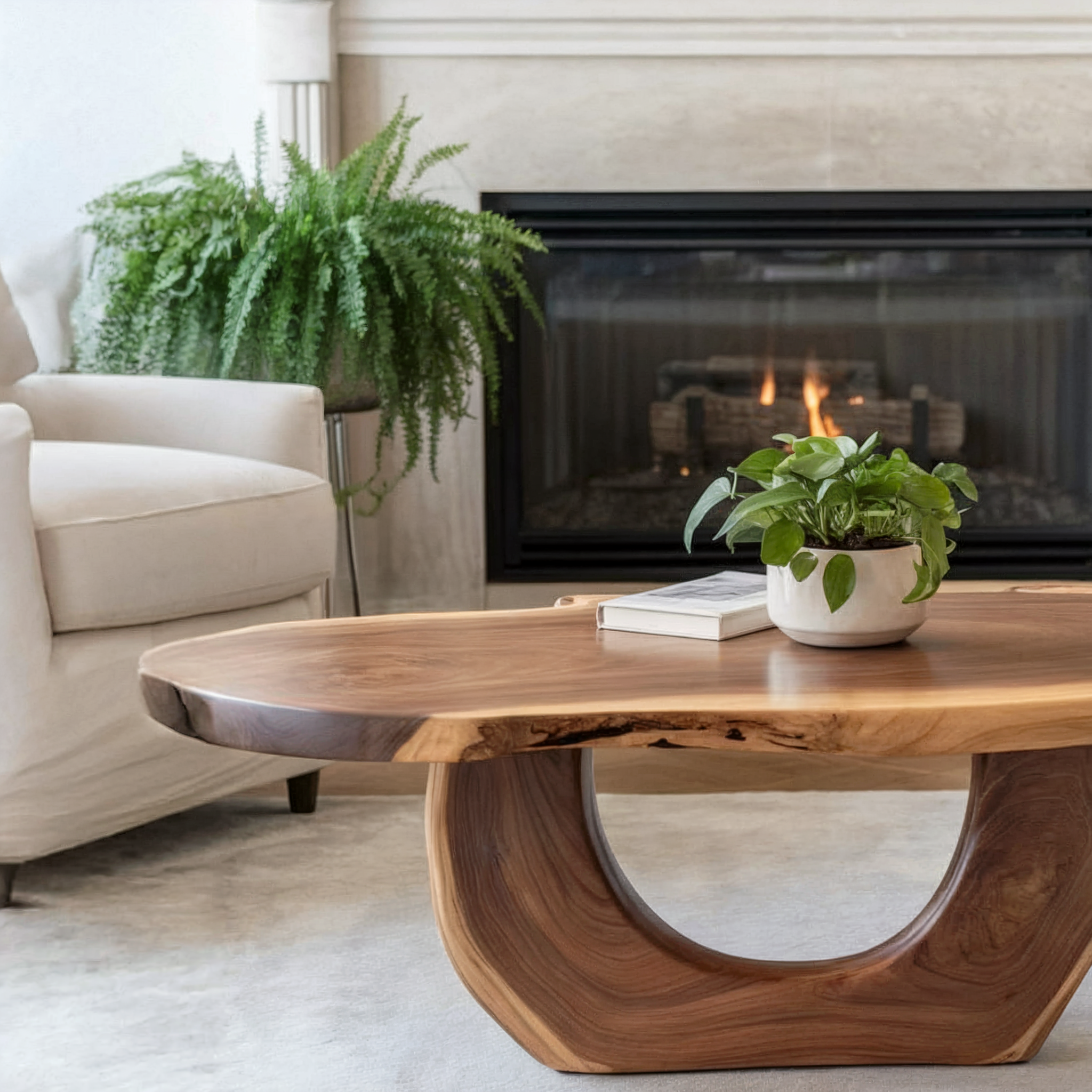 Rustic Solid Wood Coffee Table – Live Edge Farmhouse Reclaimed Wood Table