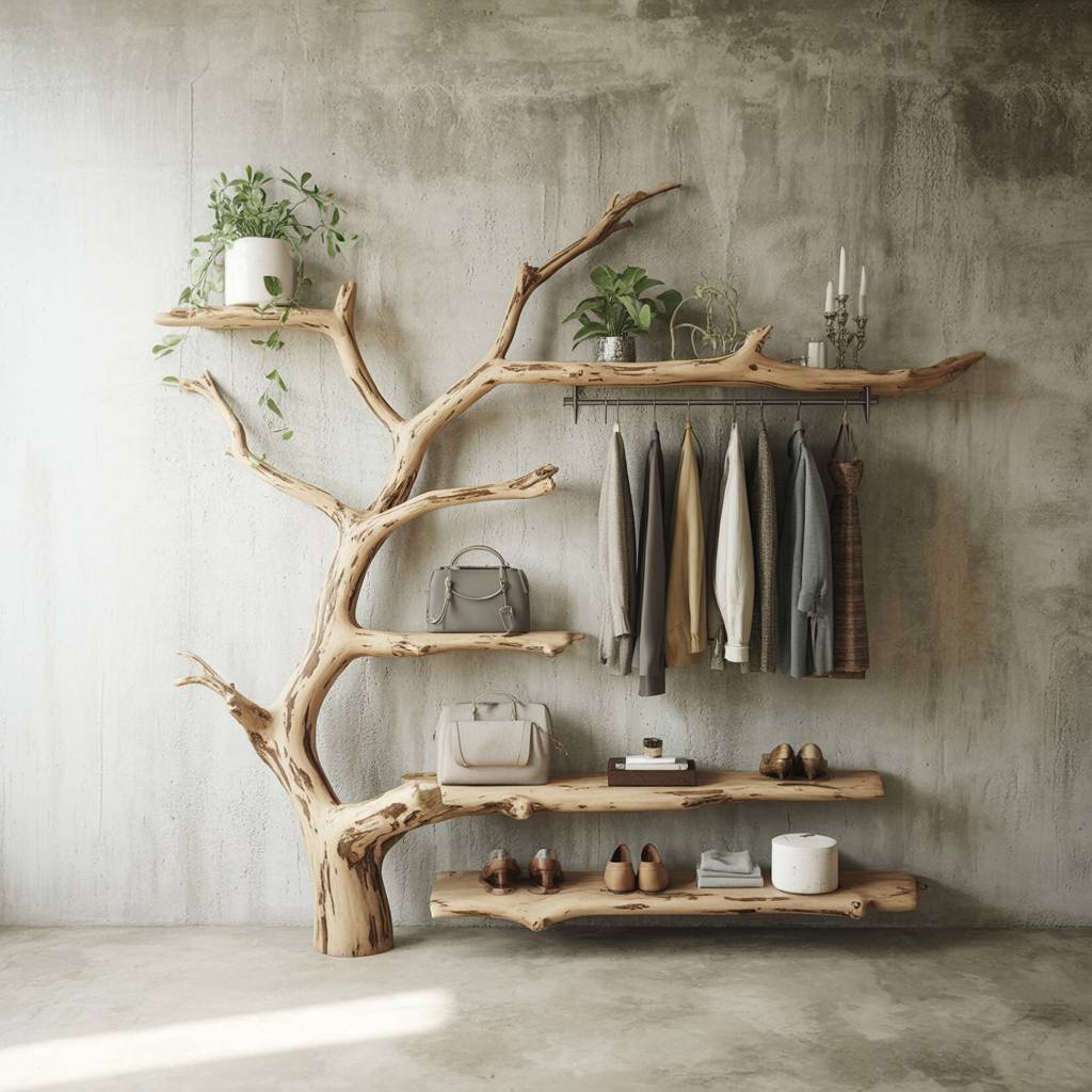 Solid Wood Coat Rack with Shelf – Decorative Wall Mounted Hanger with Hooks, Personalized Entryway Shoe & Wall Decor