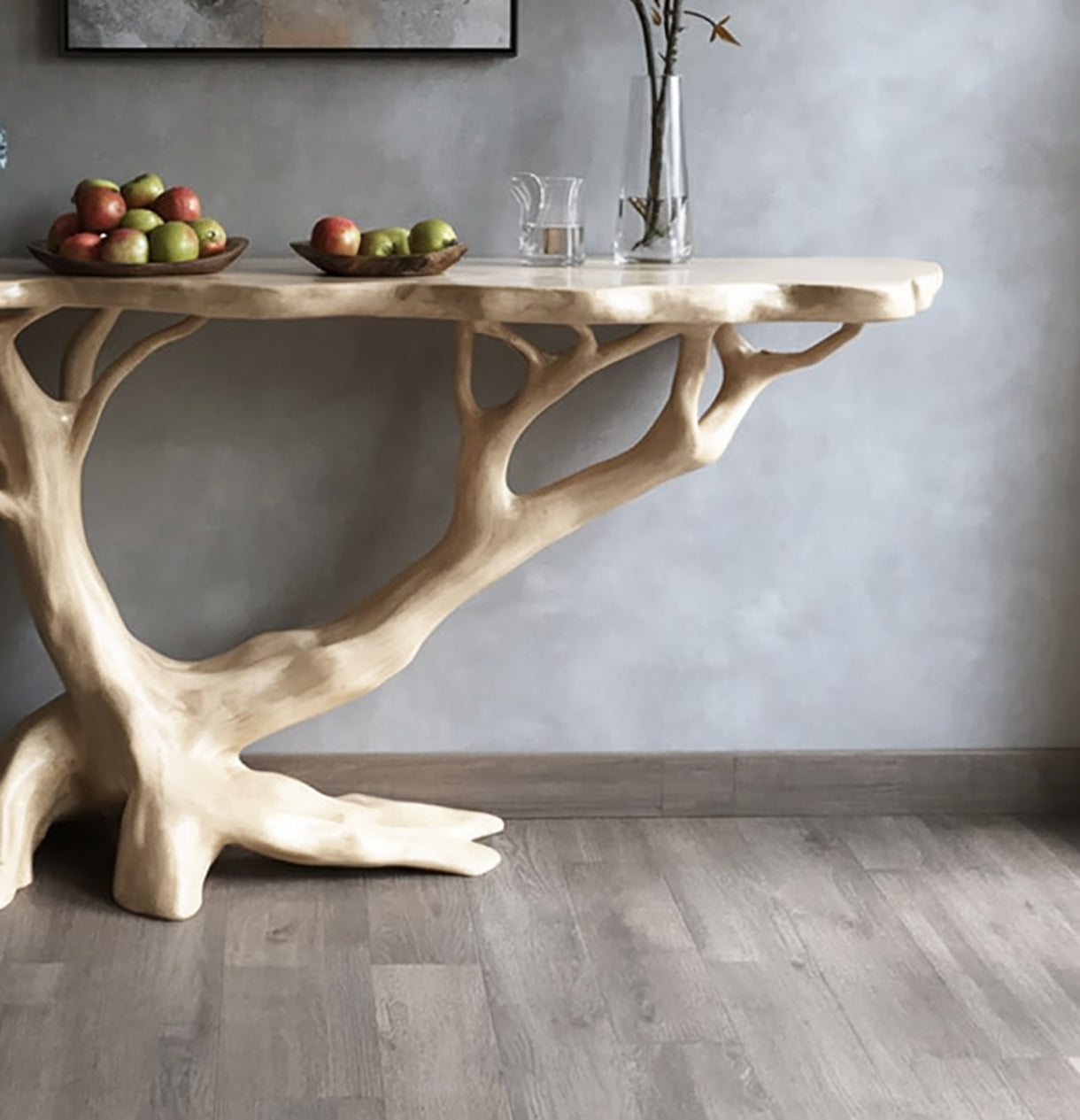 Sculptural Wooden Console Table – Tree-Inspired Entryway Table Handmade from Solid Wood