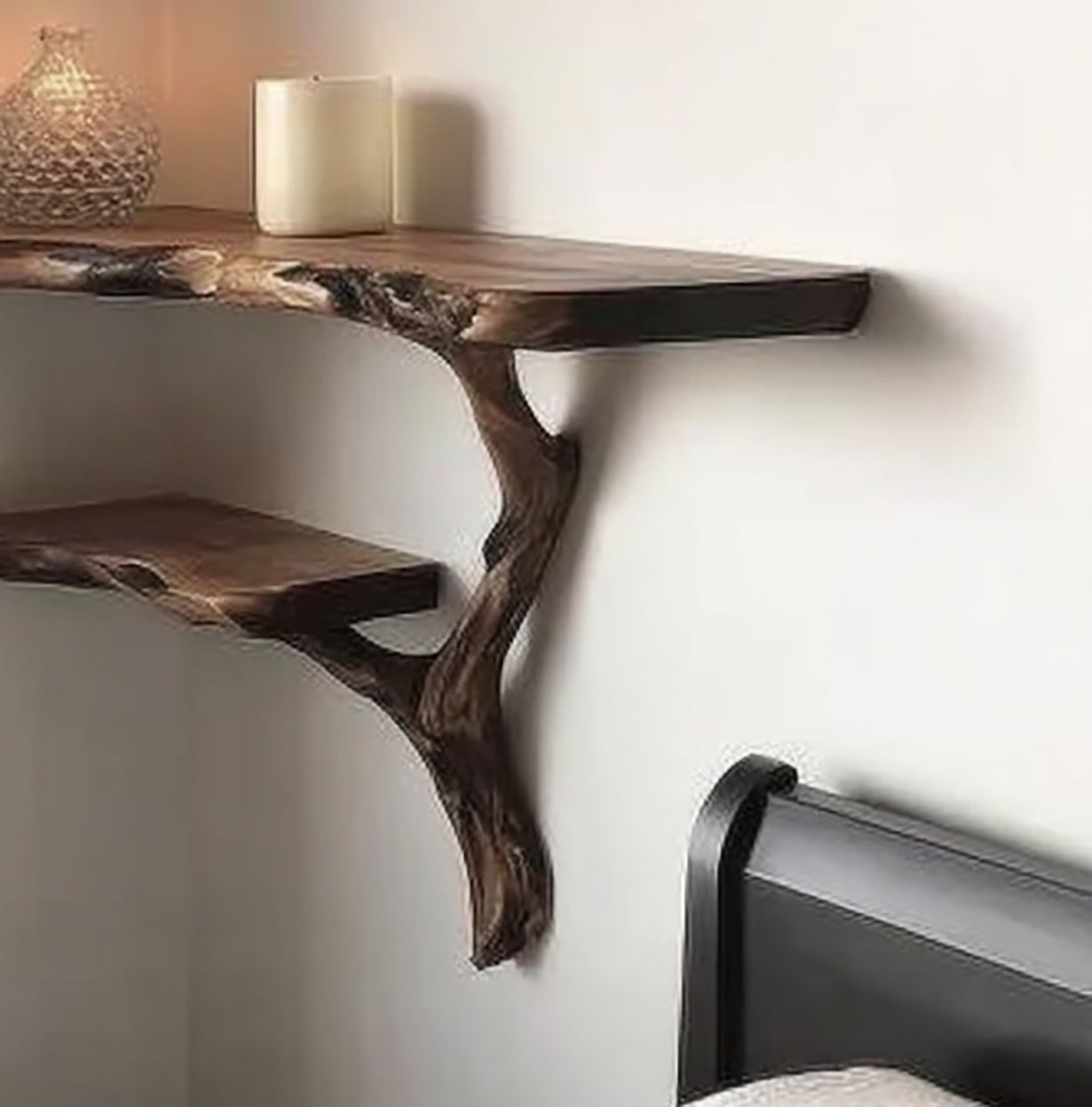 Floating Wood Tree Shelf – Solid Wood Wall-Mounted Bookshelf Decor Art