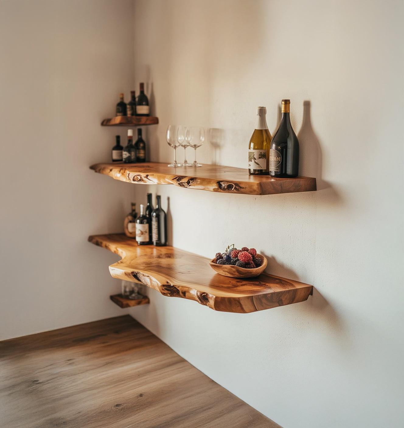 Live Edge Floating Wall Shelves – Wooden Home Decor