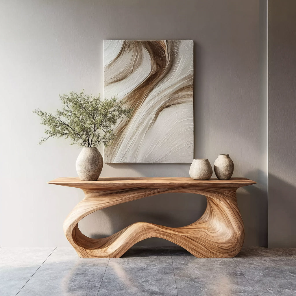 Rustic Farmhouse Console Table – Handmade Solid Wood Live Edge Hallway Entryway Sofa Table