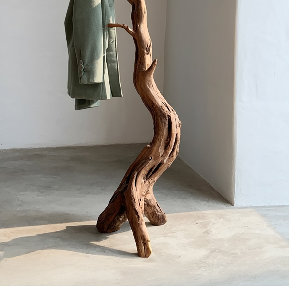 Tree Branch Coat Rack – Solid Natural Wood Floor Stand