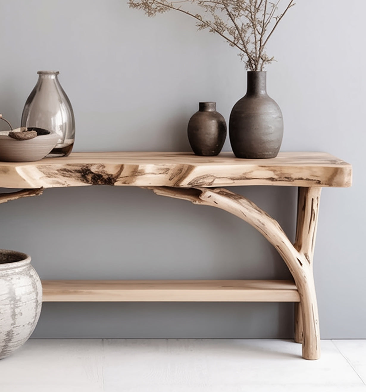 Rustic Farmhouse Console Table – Handcrafted Wooden Entryway Table