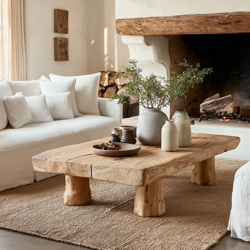 Handcrafted Live Edge Wood Coffee Table – Organic Rustic Home Decor