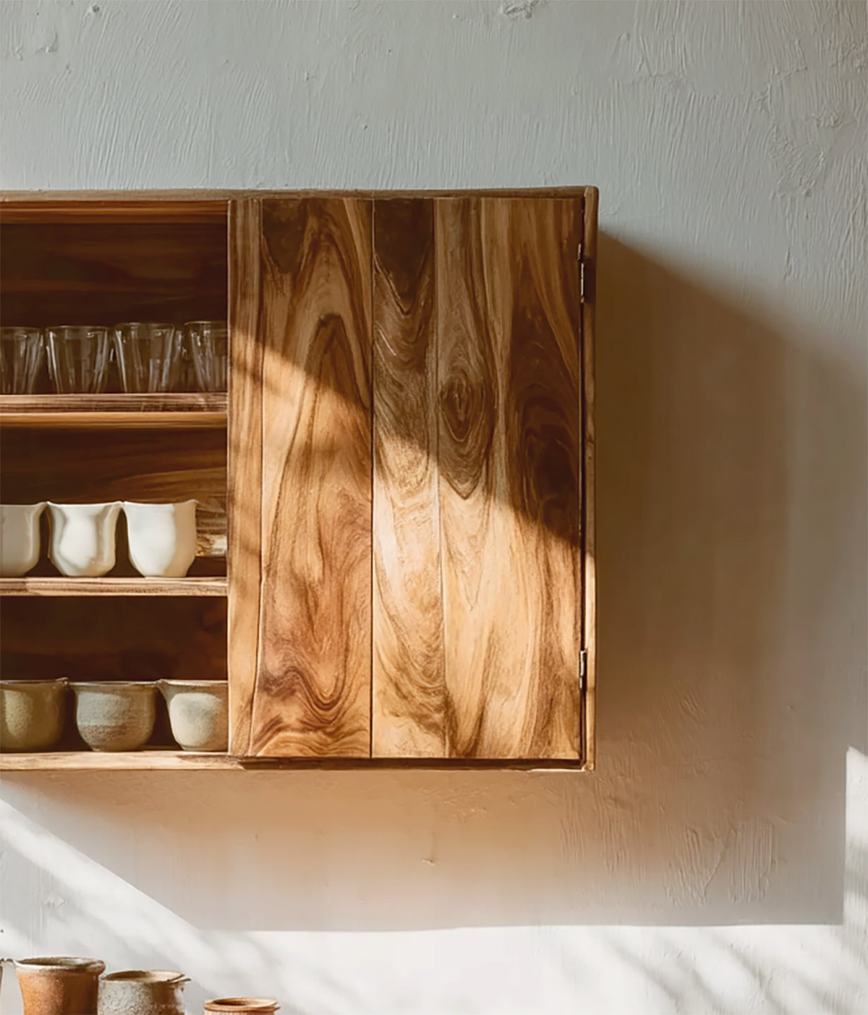 Handcrafted Solid Wood Wall Cabinet – Minimalist Hanging Shelf