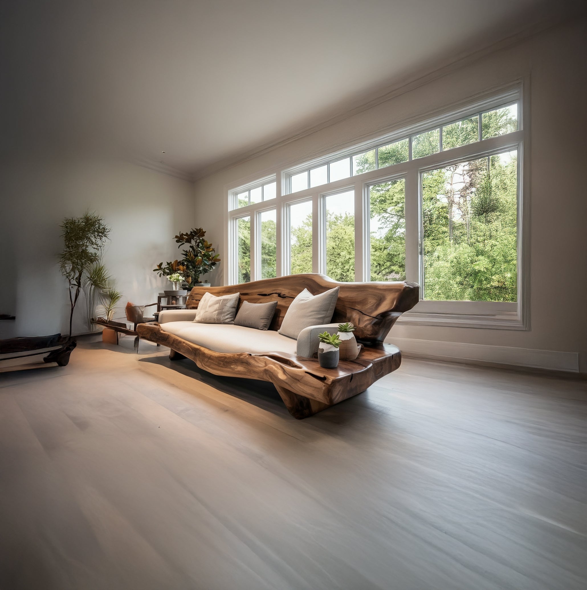 Organic Sculptural Wood Sofa – Handcrafted Natural Edge Design