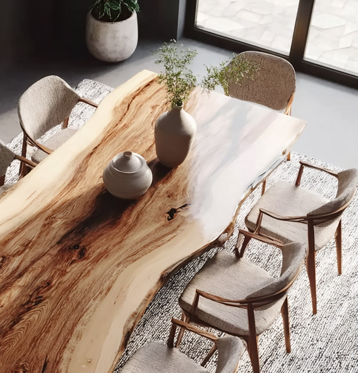 Live Edge Dining Table – Handmade Solid Wood Slab, Rustic Farmhouse Kitchen Table