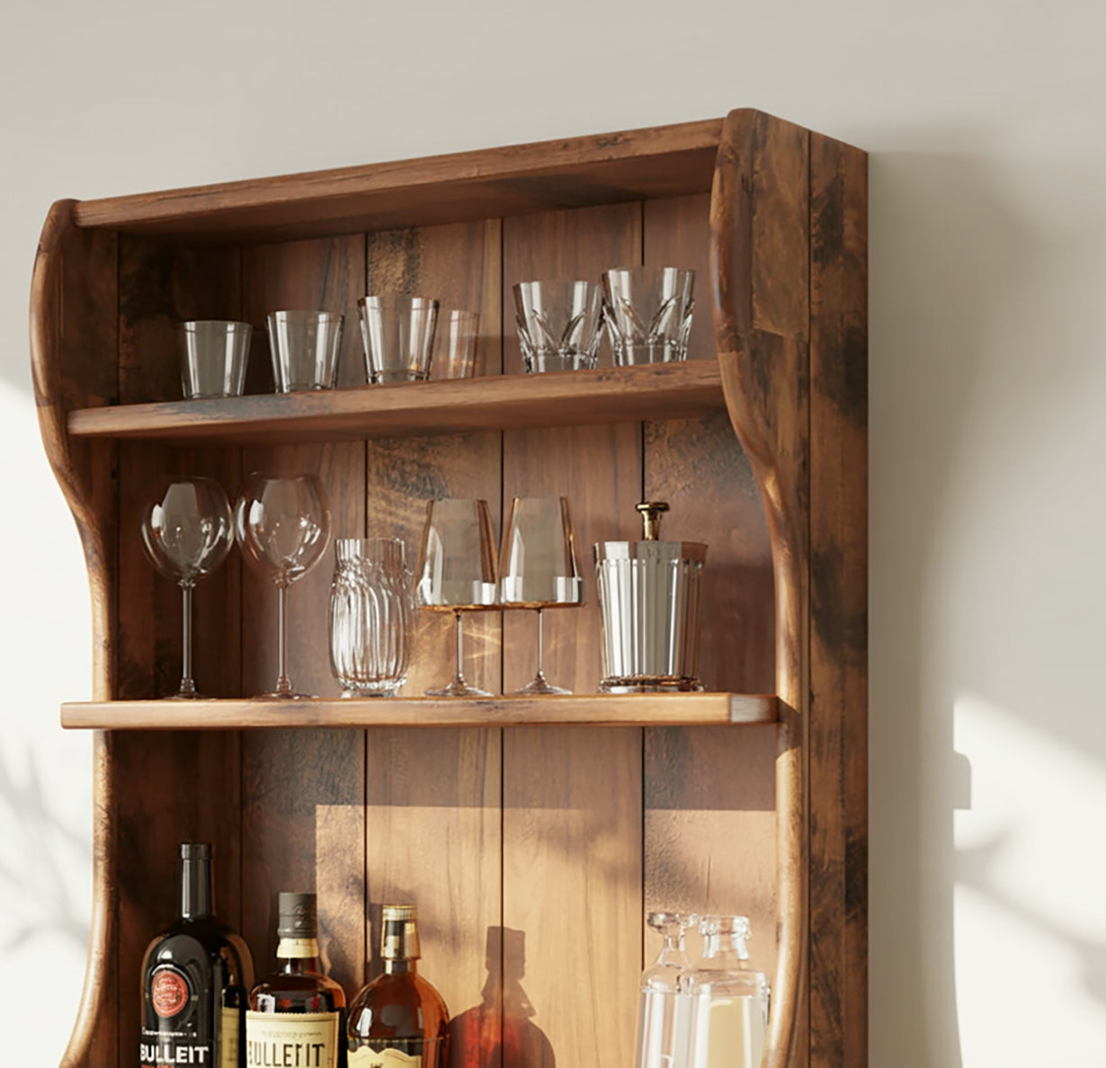 Handcrafted Bar Wall Shelf – Live Edge Floating Home Bar Decor