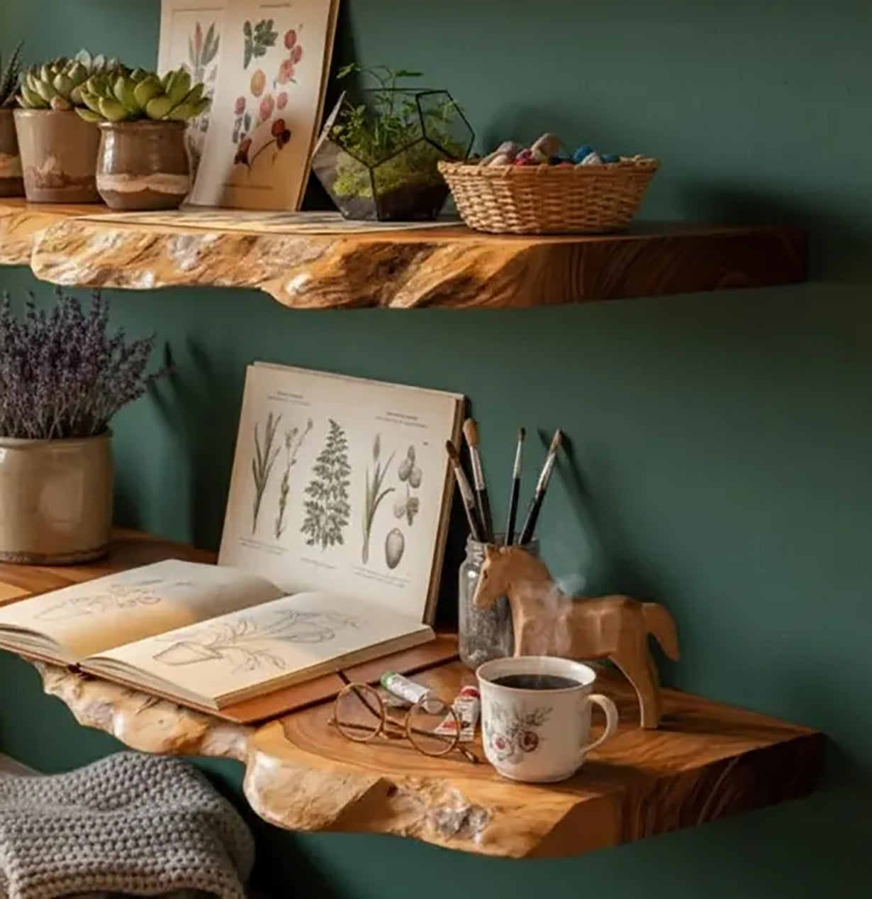 Handmade Live Edge Wood Wall Shelves – Rustic Natural Floating Shelves