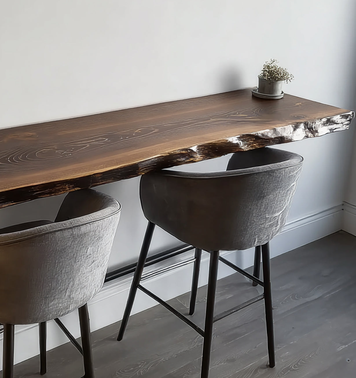 Live Edge Wall Mounted Bar Table – Rustic Floating Counter for Modern Homes