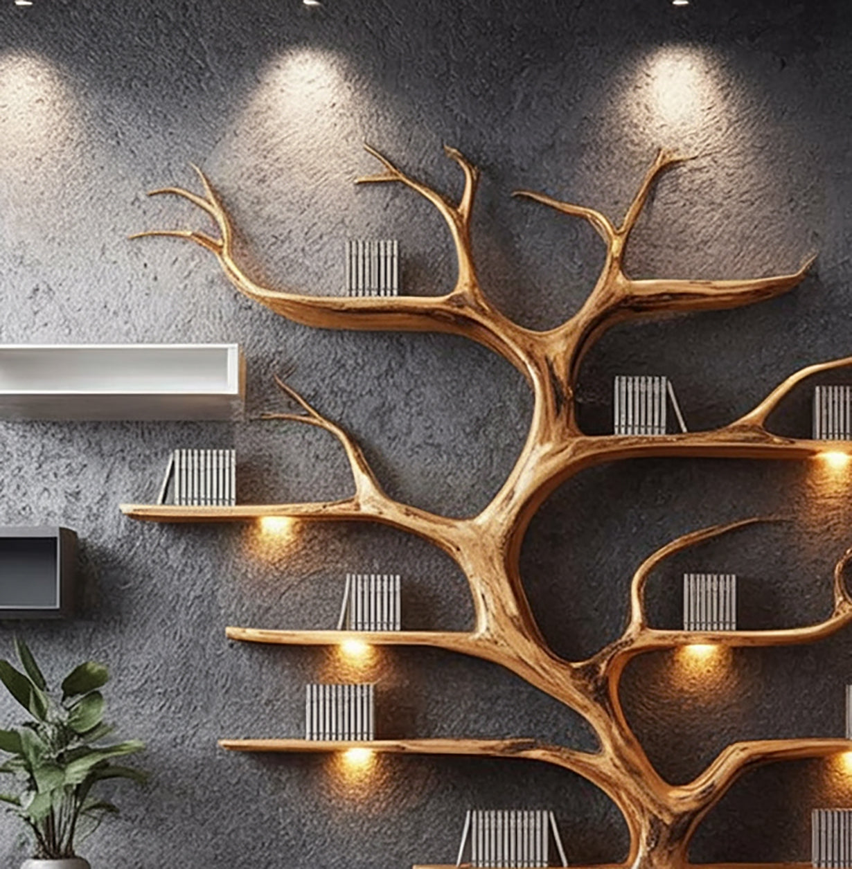 Rustic Tree Branch Floating Shelf – Driftwood Wall Decor Home Art