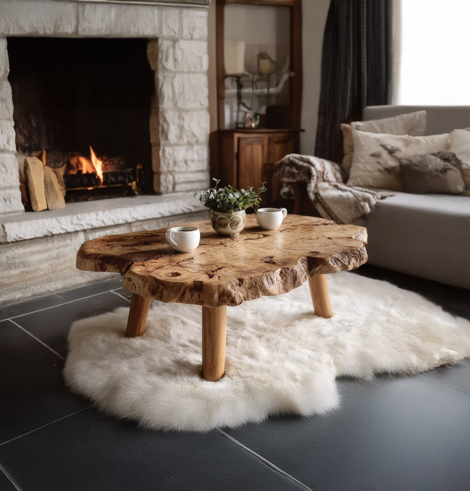 Farmhouse Solid Wood Table – Living Room Accent Furniture