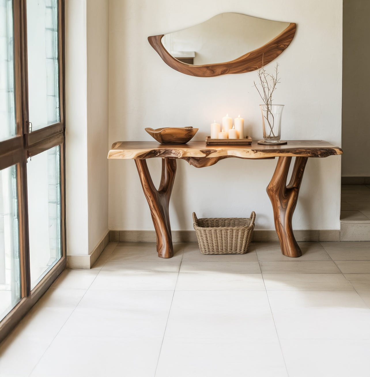 Entrway Root Console Table – Handcrafted Solid Wood Masterpiece