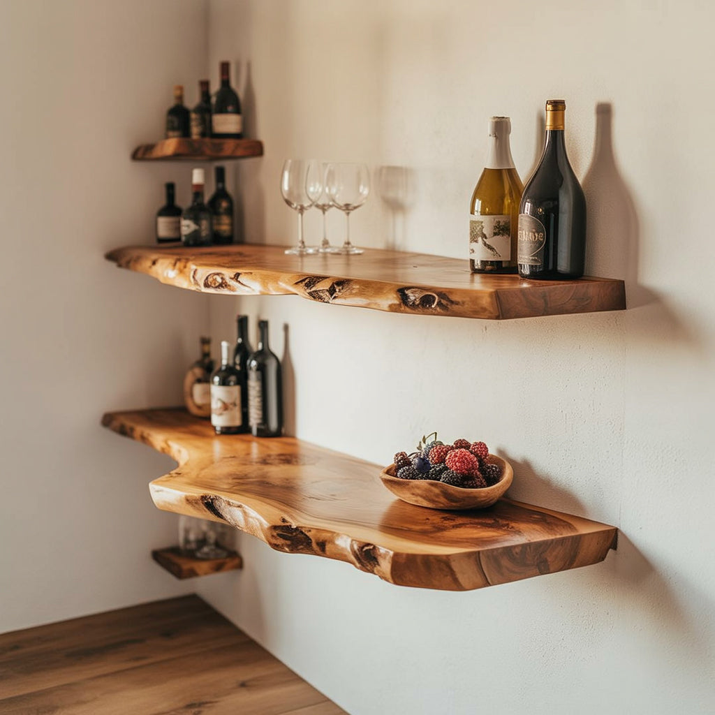 Live Edge Floating Wall Shelves – Wooden Home Decor