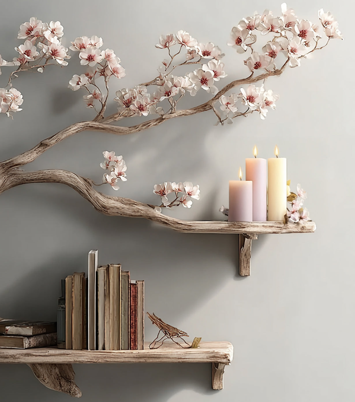 Handmade Driftwood Tree BookShelf – Wall Mounted Rustic Storage & Display Rack