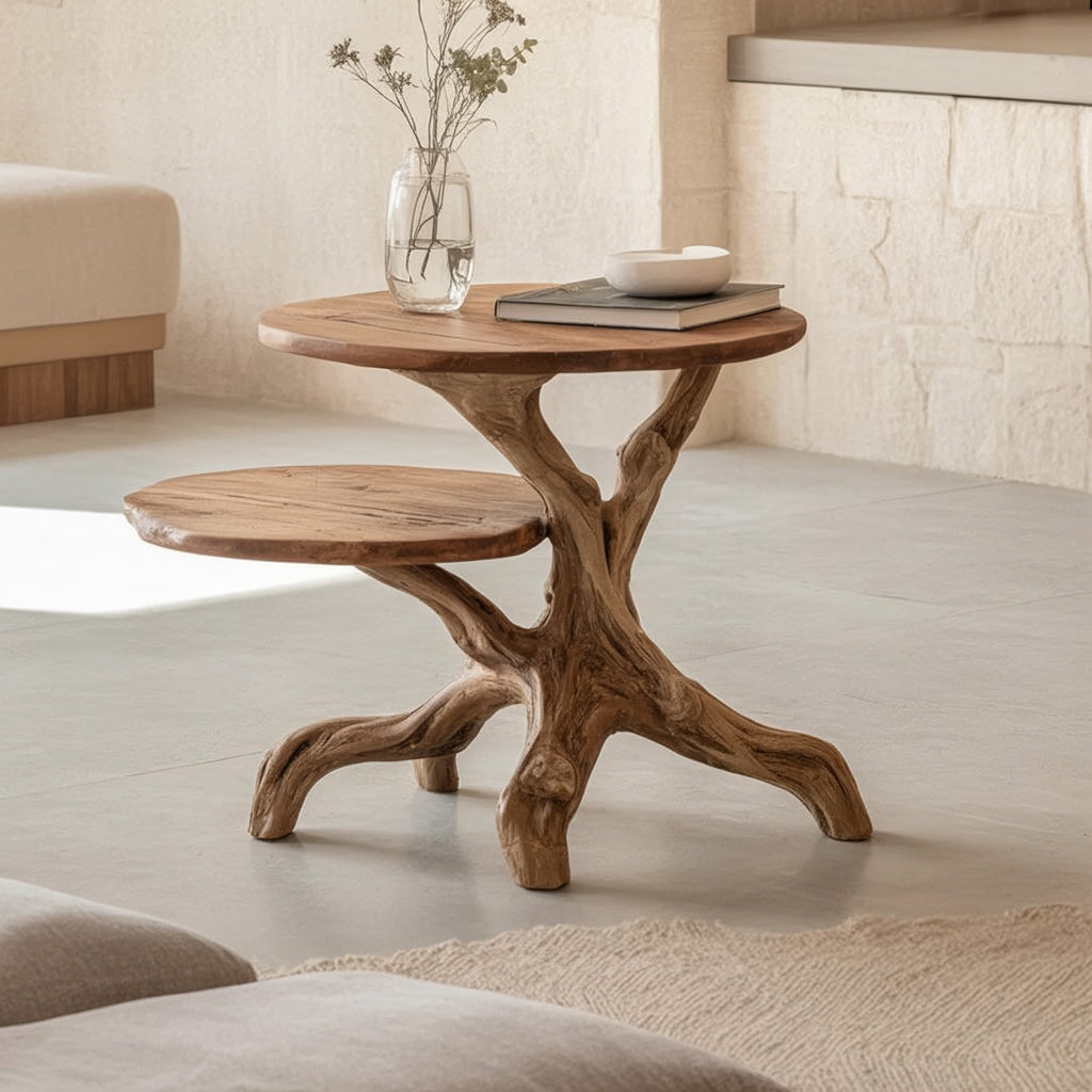 Organic Tree Root End Table – Solid Wood Accent Side Table