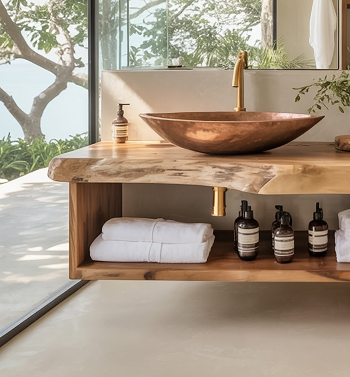 Handmade Floating Bathroom Vanity – Farmhouse Solid Wood