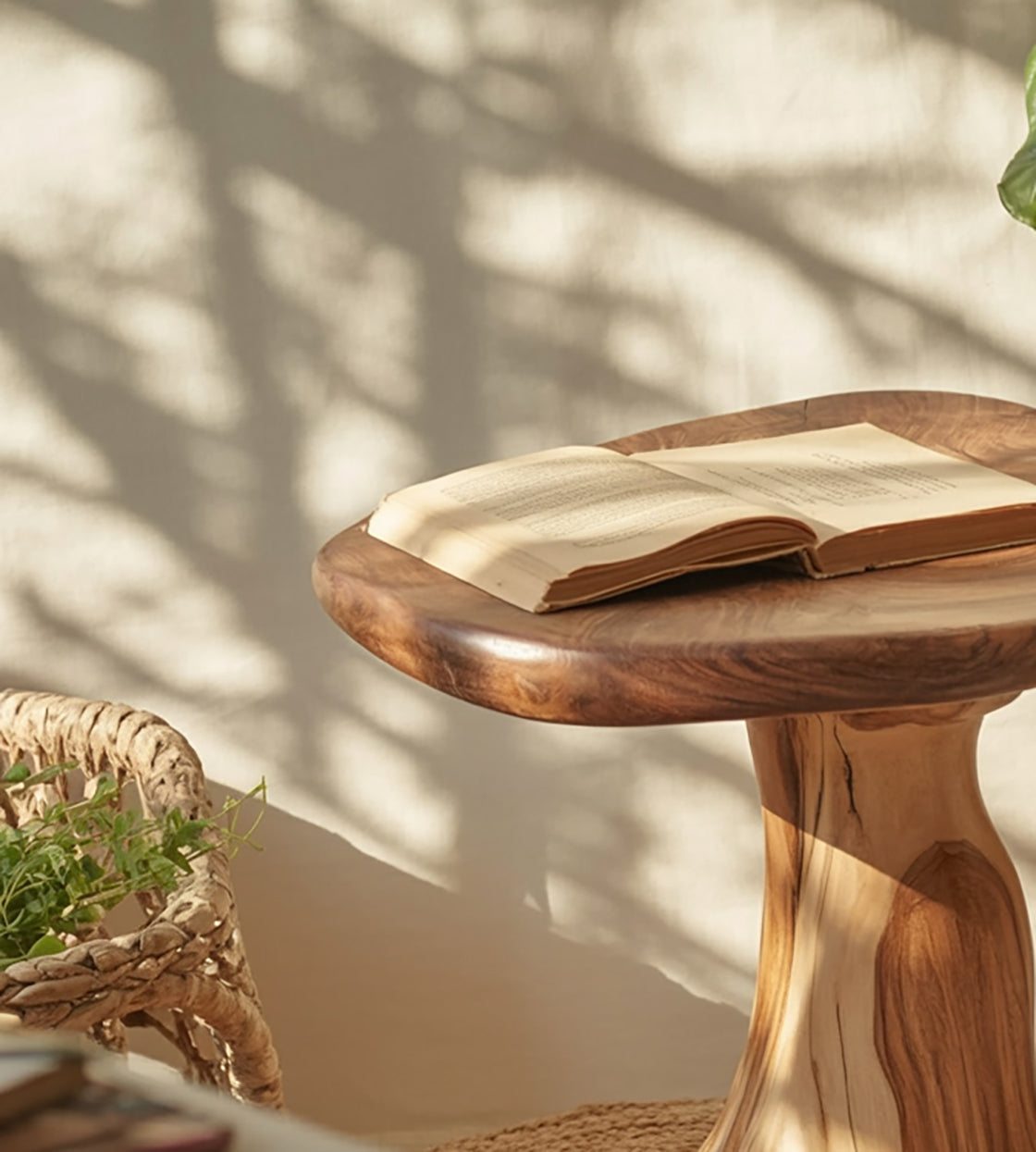 Farmhouse Wood Mushroom End Table For Livingroom