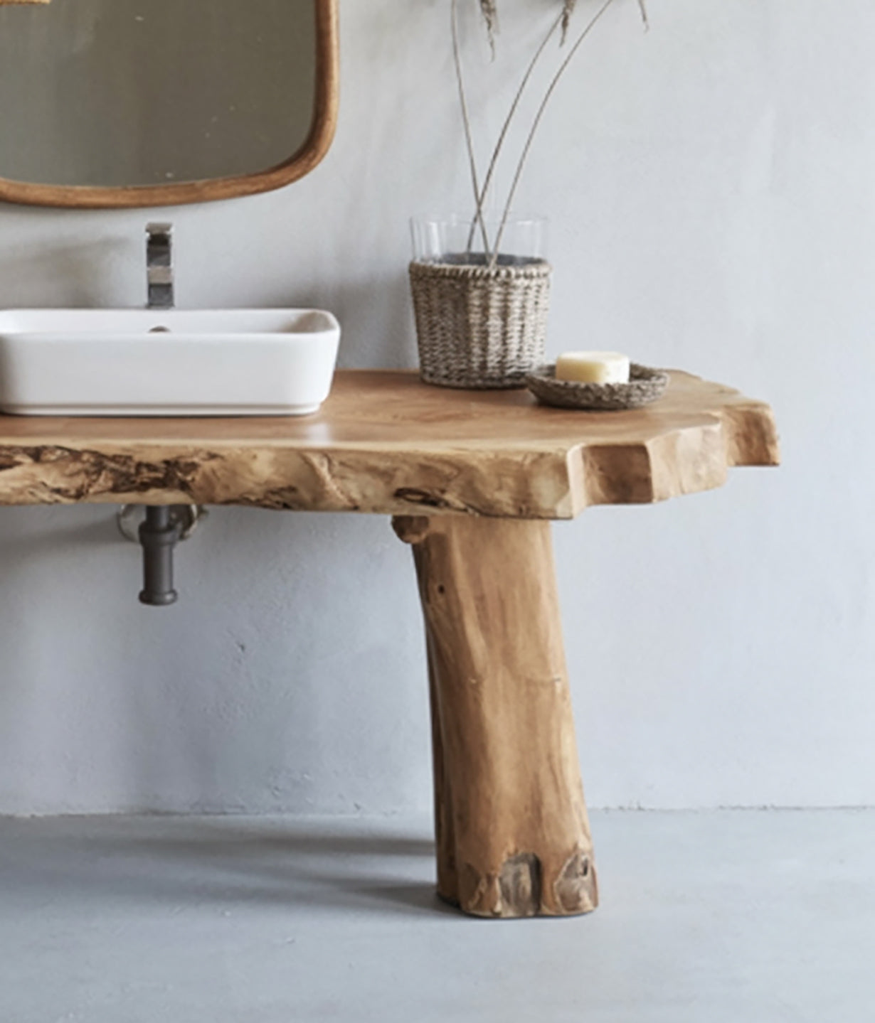 Rustic Bathroom Vanity – Solid Handmade Farmhouse Live Edge Reclaimed Wood Cabinet