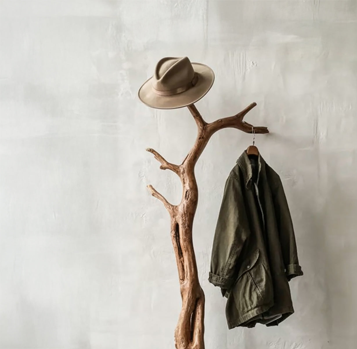 Rustic Wall Coat Rack Natural Wood Branch Living Room Decor