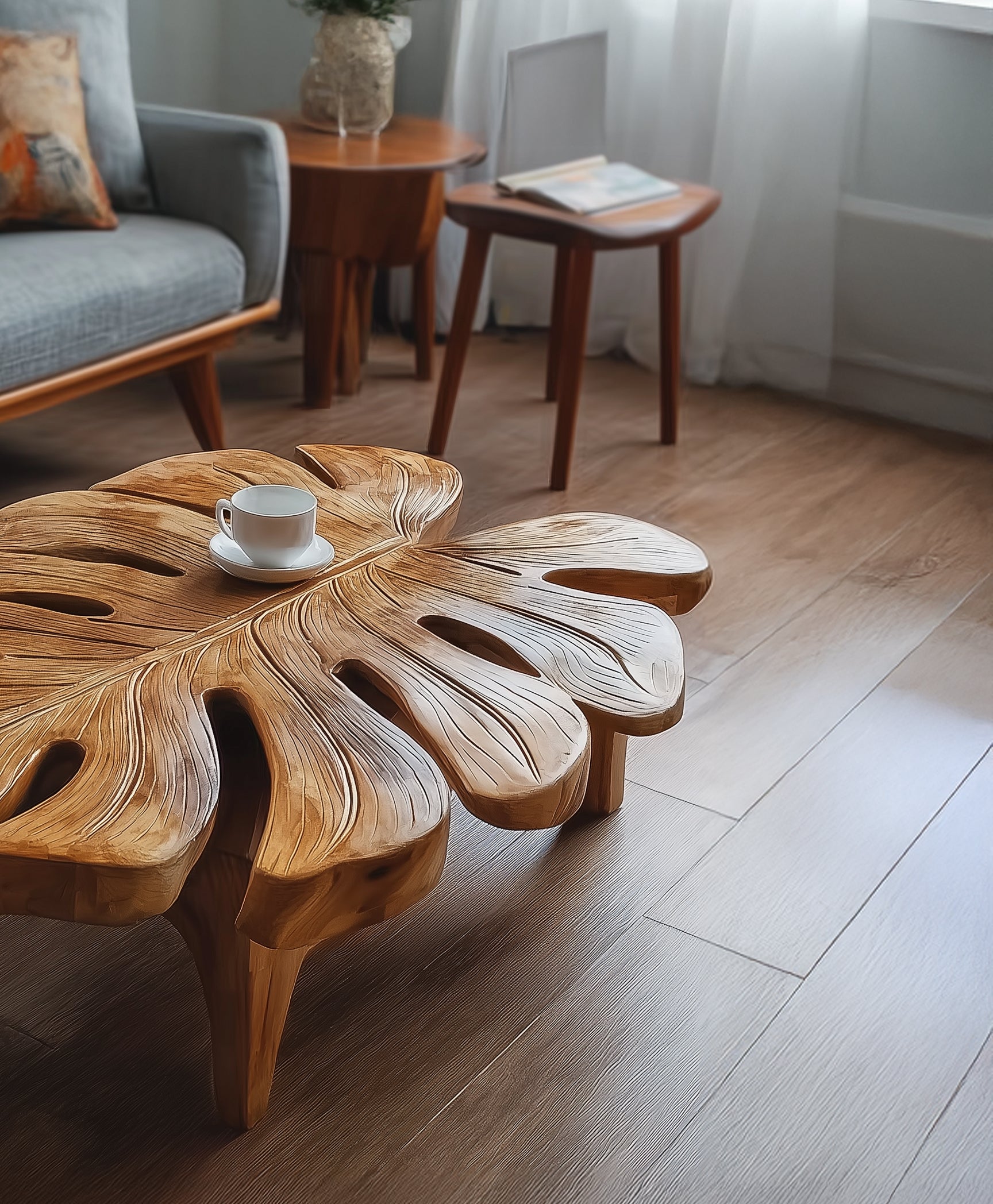 Handmade Solid Wood Coffee Table: Boho Modern Style