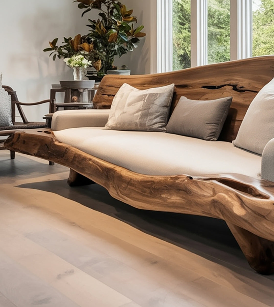 Organic Sculptural Wood Sofa – Handcrafted Natural Edge Design
