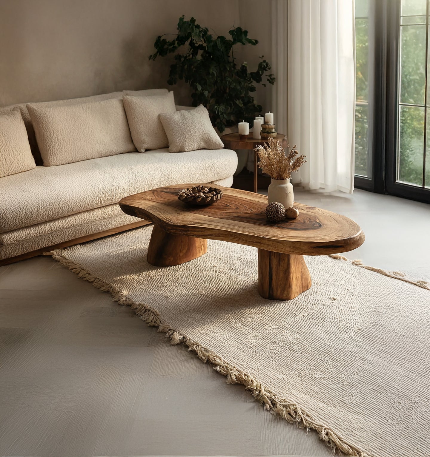 Handcrafted Live Edge Solid Wood Coffee Table – Modern Sculptural Centerpiece