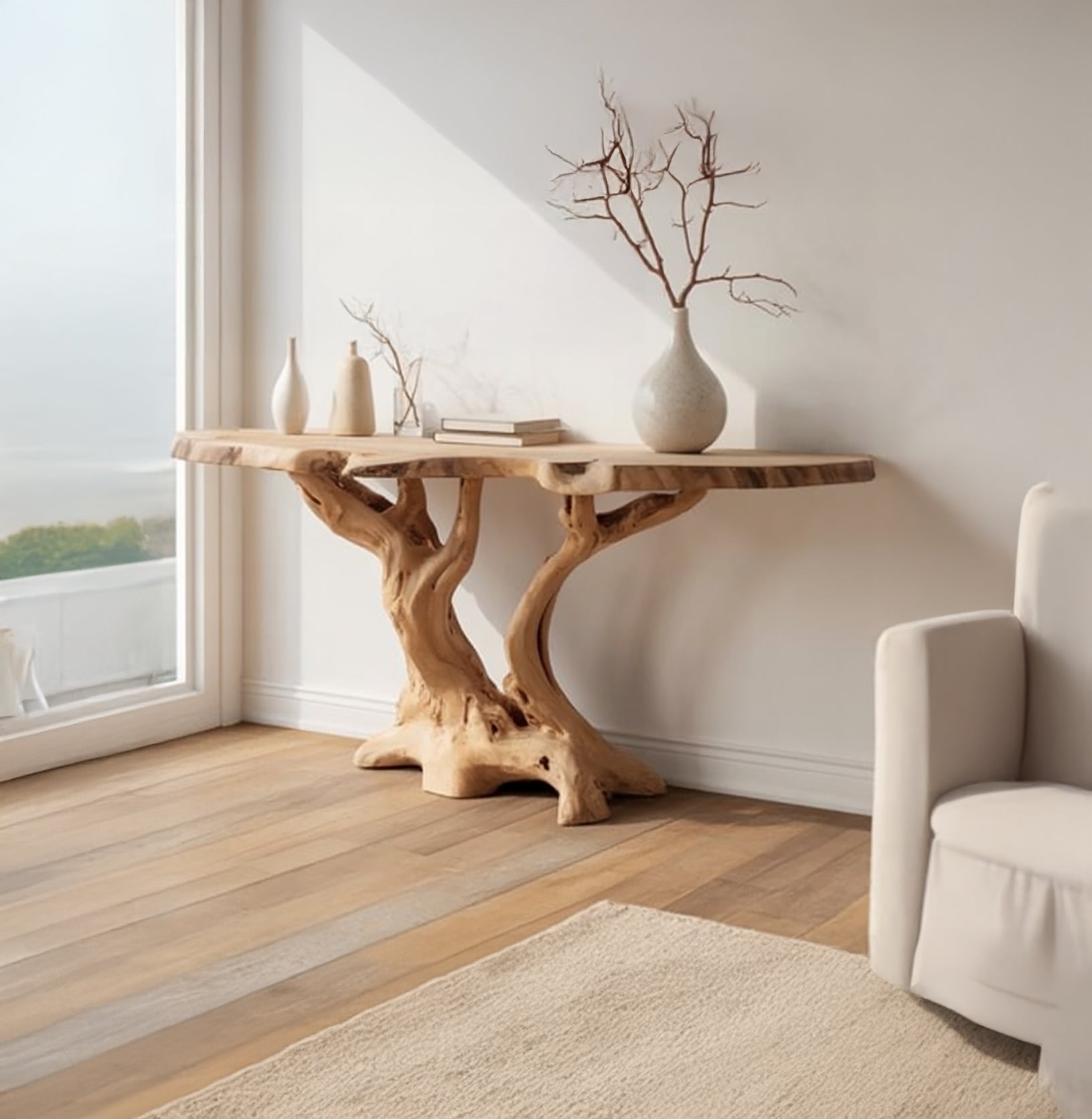 Handcrafted Live Edge Console Table For Rustic Home Decor