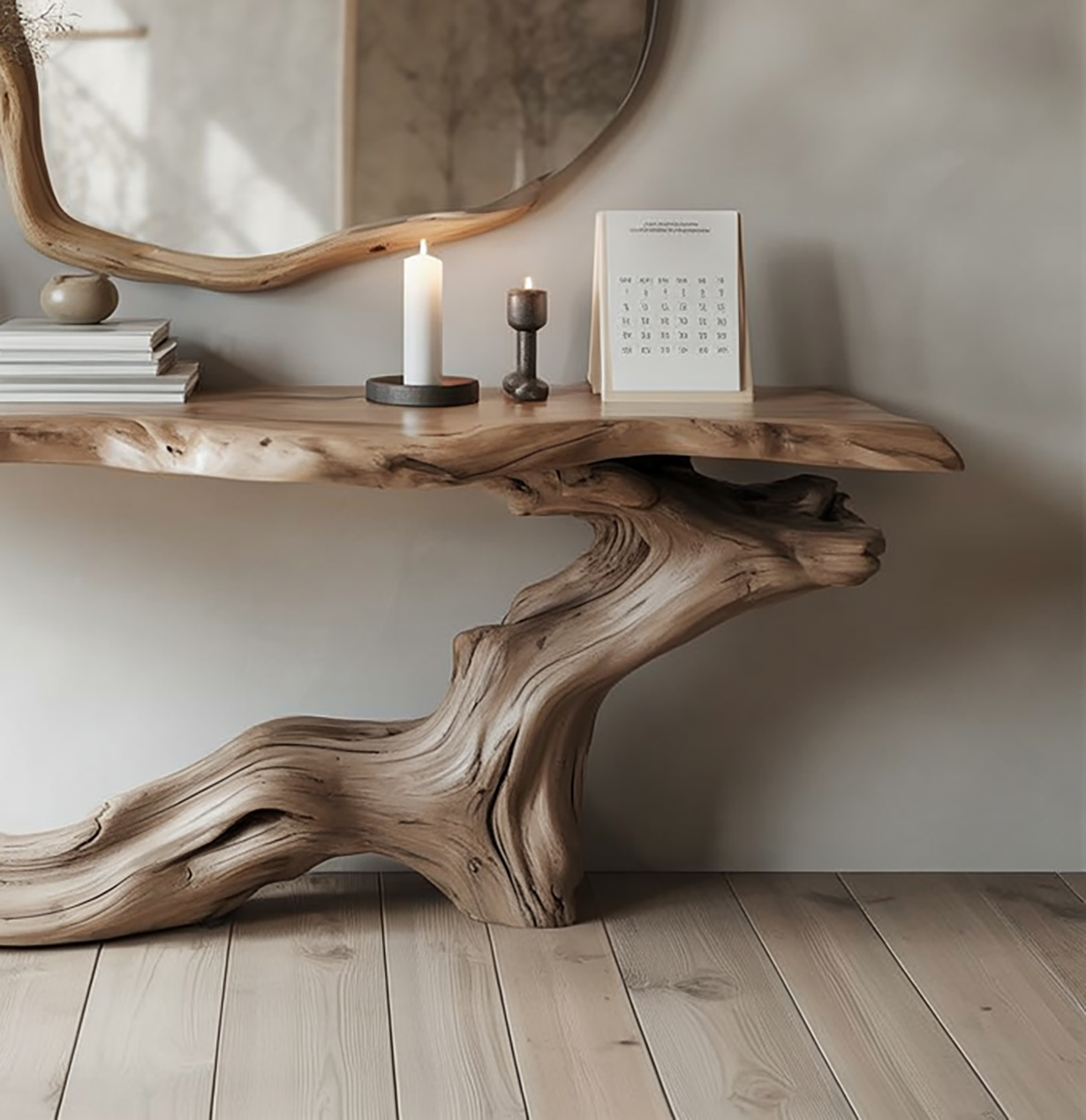 Natural Solid Wood Console Table – Handmade Rustic Entryway Table