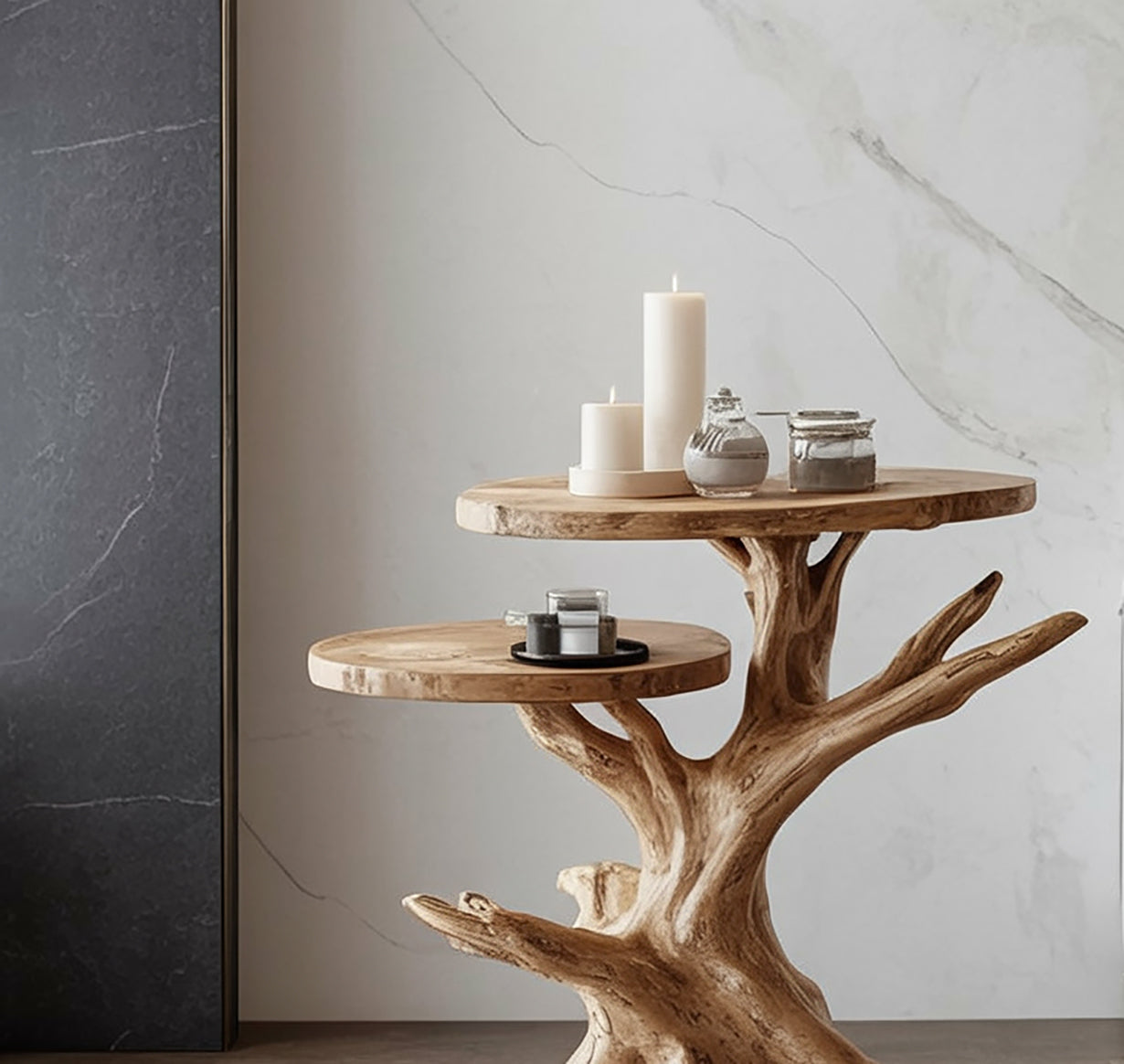 Handmade Solid Wood End Table, Tree Base Side Table, Rustic Home Decor