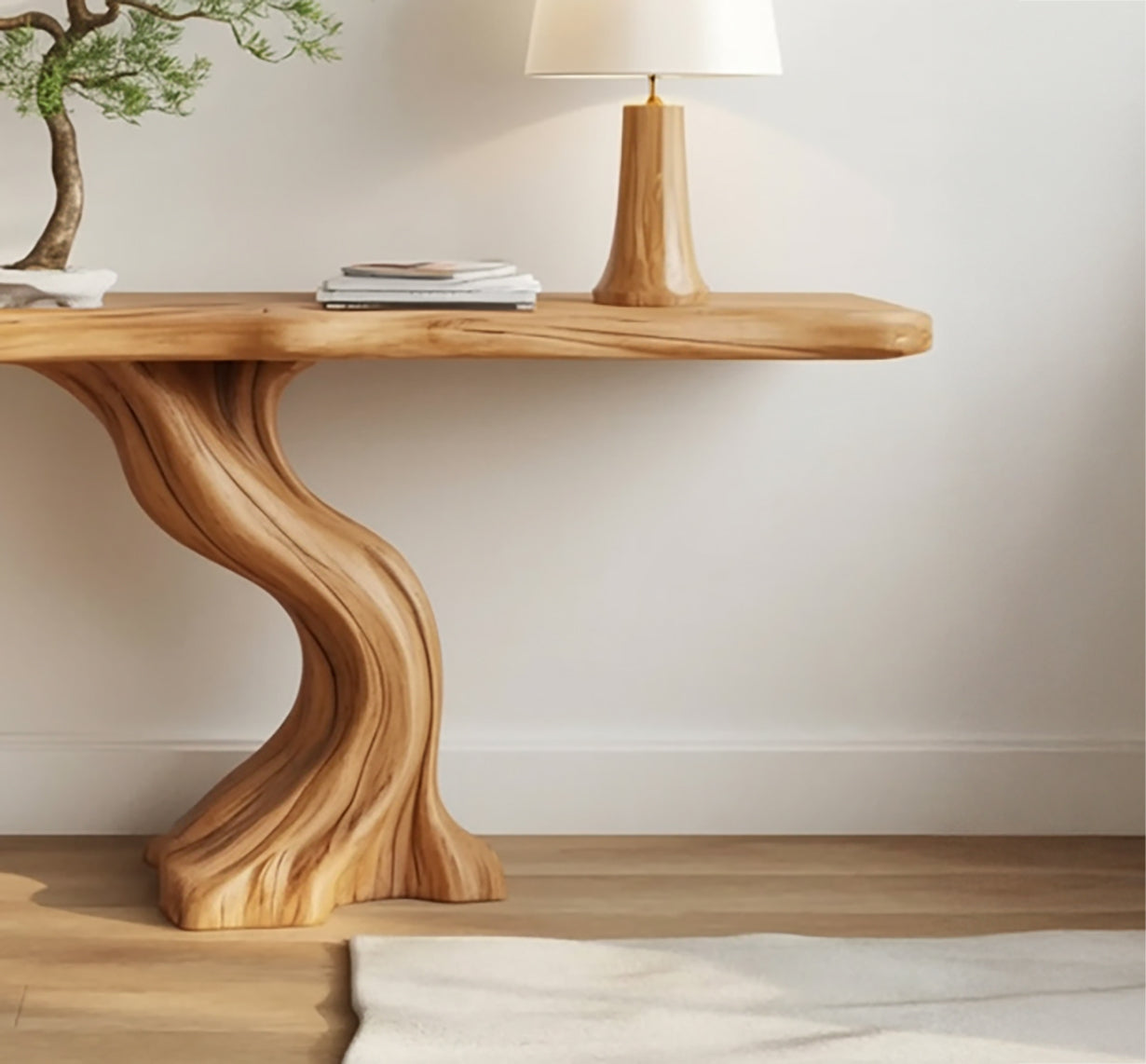 Unique Solid Wood Console Table – Artisanal Live Edge Entry Way Furniture for Narrow Hallways