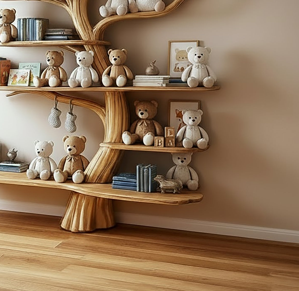 Tree Kids Bookshelf Natural Trees Handmade Baby Room Decor Gift