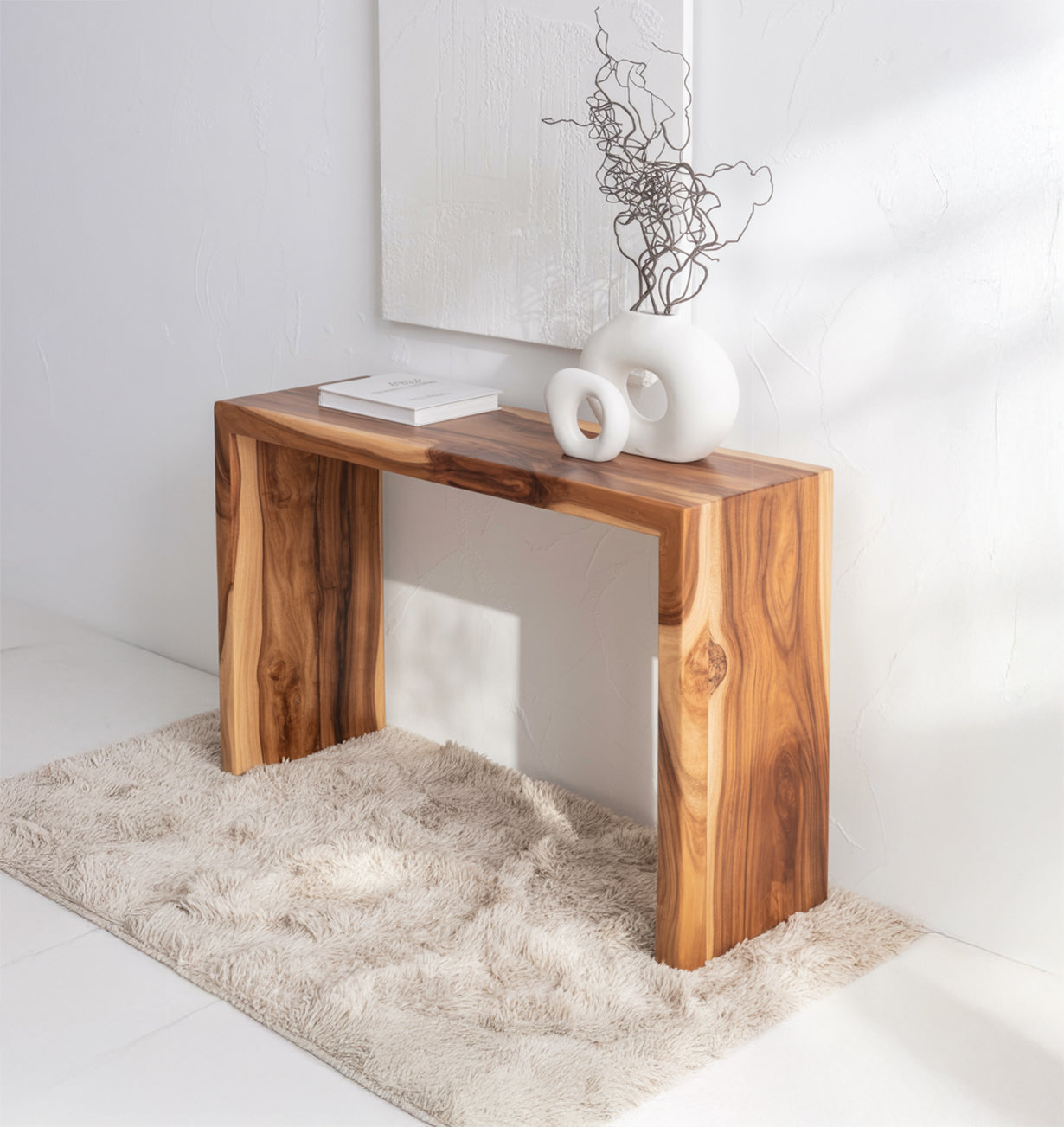 Artisan Handcrafted Natural Wood Console – Modern Organic Hallway Table