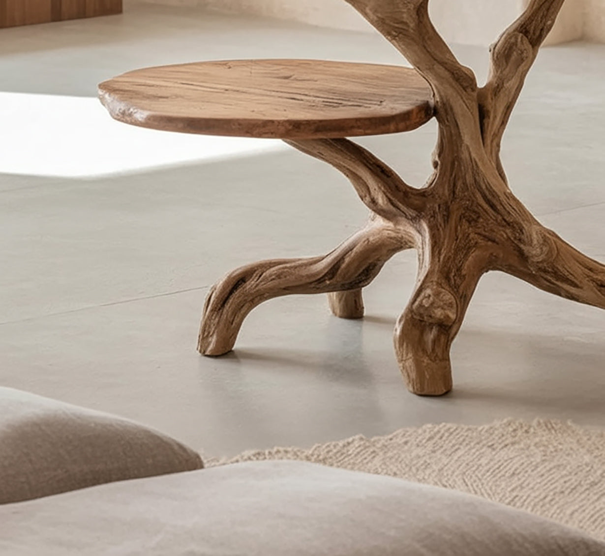 Organic Tree Root End Table – Solid Wood Accent Side Table