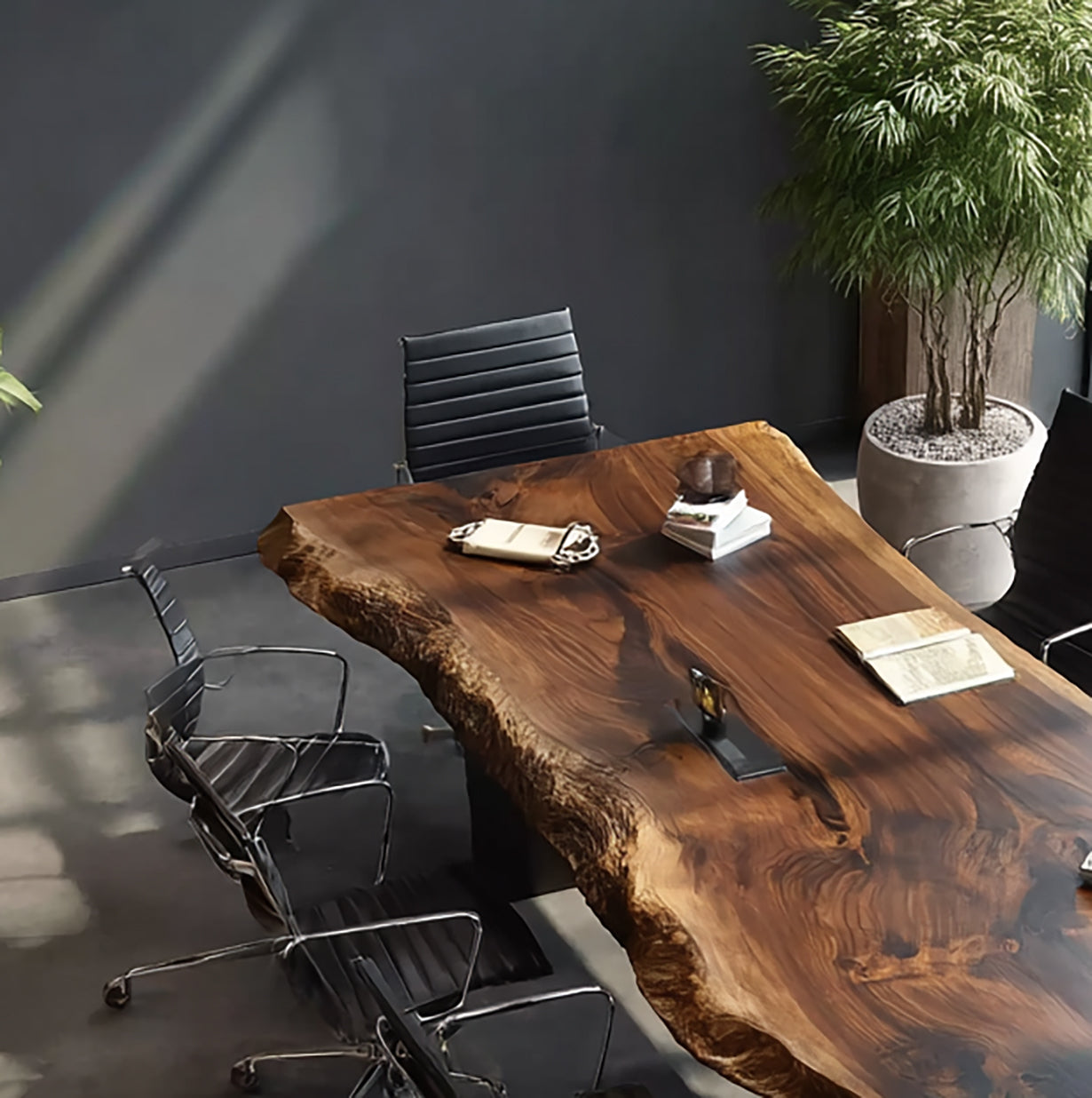 Live Edge Solid Wood Conference Table – Handmade Natural Wood Office Table