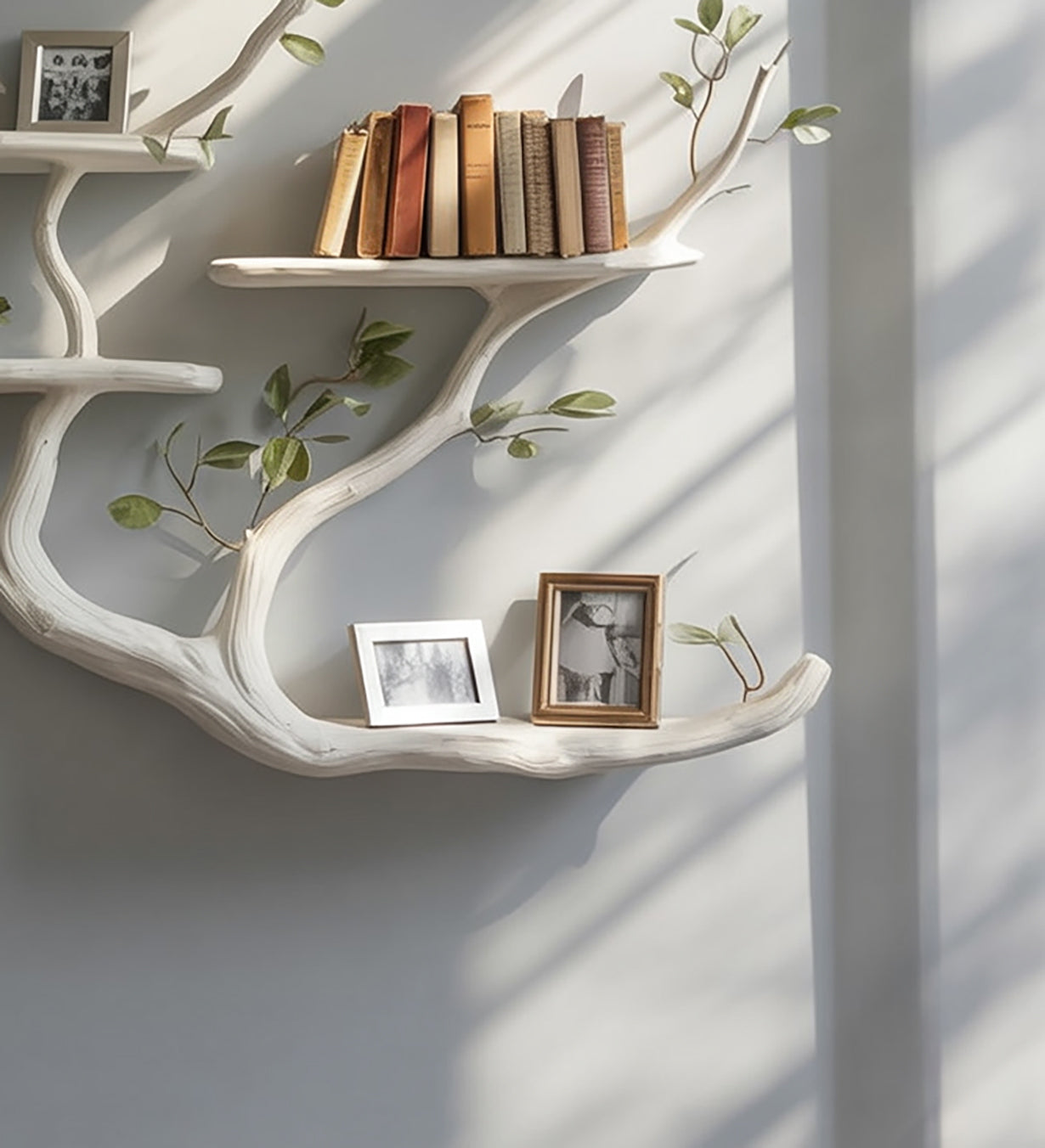 Handmade Tree Branch Bookshelf - Rustic Wood Floating Wall Shelf