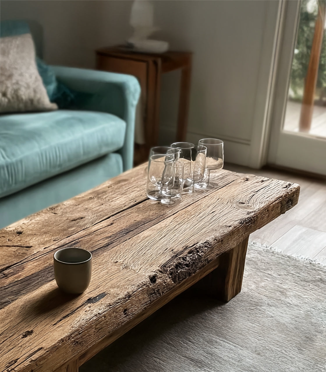 Reclaimed Large Coffee Table – Handmade Live Edge Wood Farmhouse Furniture